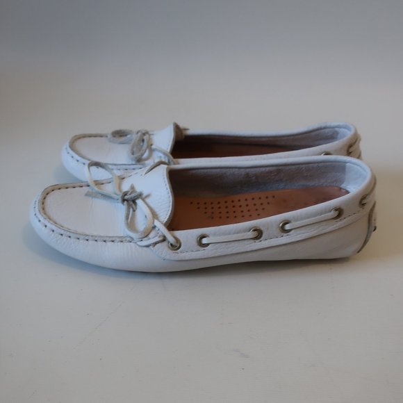 Womens L'Artigiano Sorrentino White Leather Flat Driving Shoes 38D US/8D * - Picture 3 of 10